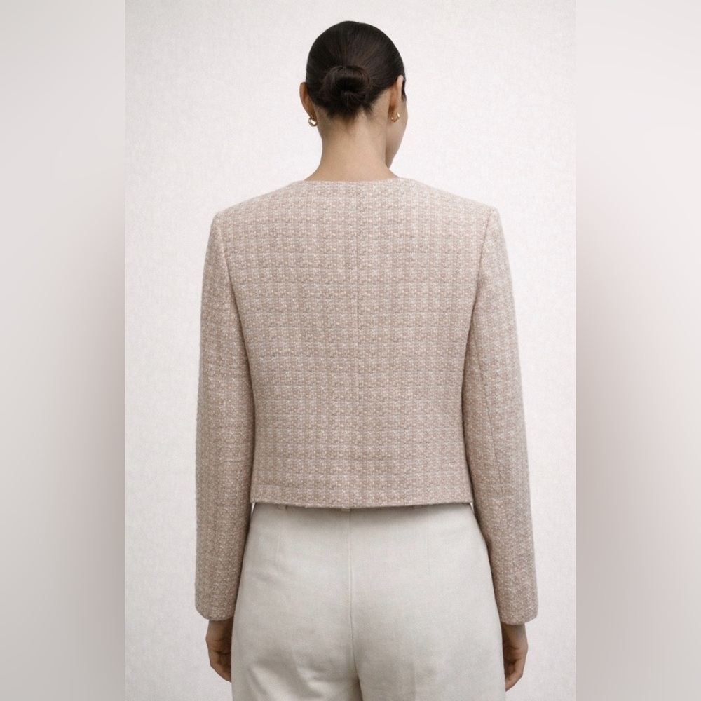 🤍 Babaton - Aritzia Beige/ Pink Textured Button Jacket – L 💖 - Picture 2 of 5